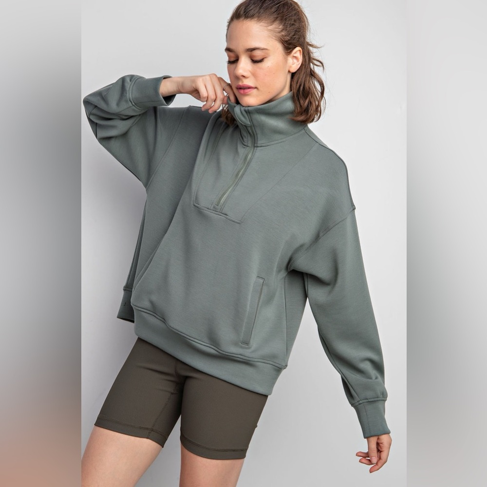#467. Scuba Quarter Zip Pullover - Sage Leaf